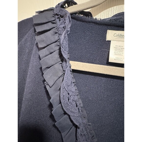 Coldwater Creek Ruffle Cardigan Dark Blue Button Up Womens Size 3X - Picture 5 of 8